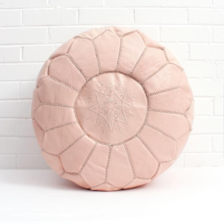 Natural Leather Moroccan Pouf