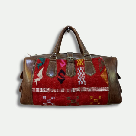 Leather Travel Bag Red Kilim