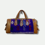 leather bag for travelling Blue kilim