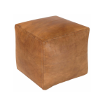 Tan Square Leather Pouf
