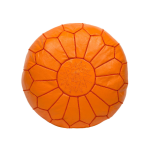 Orange Moroccan Leather Pouf
