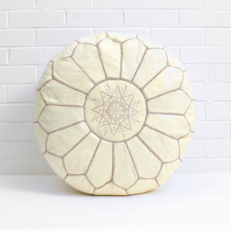 White Moroccan Pouf