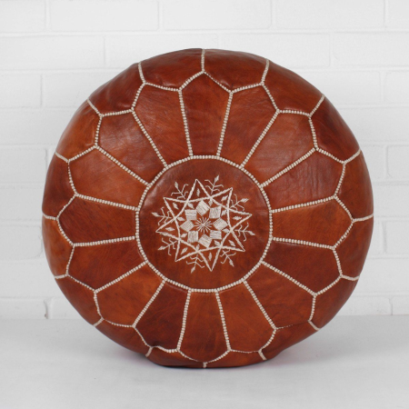 Moroccan leather pouf