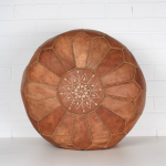tan leather moroccan pouf