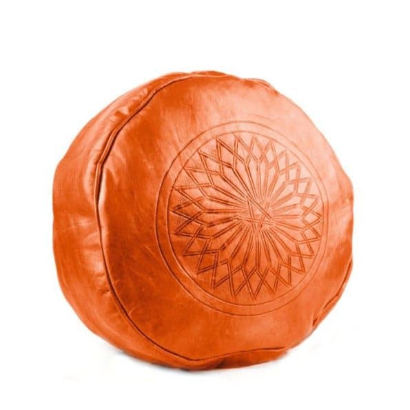 Large pouffe in real brown natural leather (2)