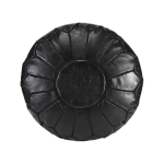 black leather moroccan pouf