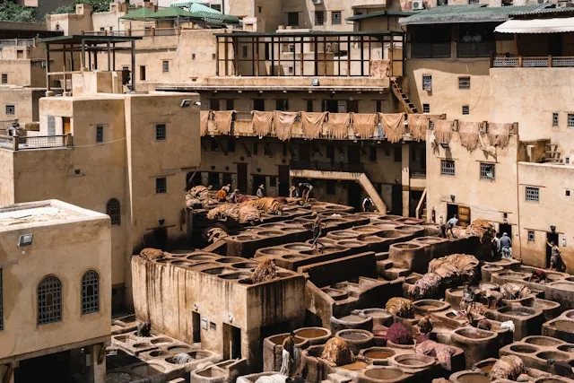 Leathers production souks in Morocco