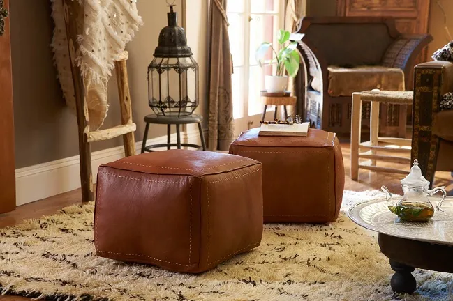 Moroccan Leather Poufs