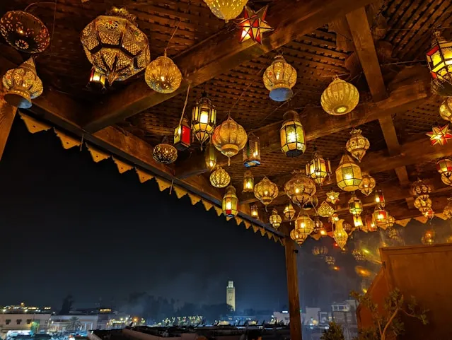 Discover the Beauty of Moroccan Lamps in a Roof of in Lefnaa Square