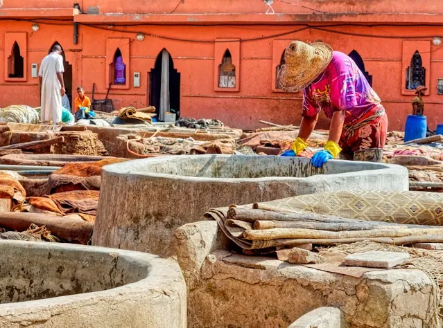 Moroccan Working on Handmade Leather Products