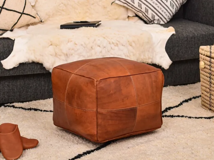 Moroccan Leather Upholstery pouf